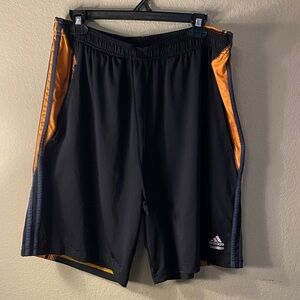 adidas Men’s Black Athletic Shorts with Orange Side Panels